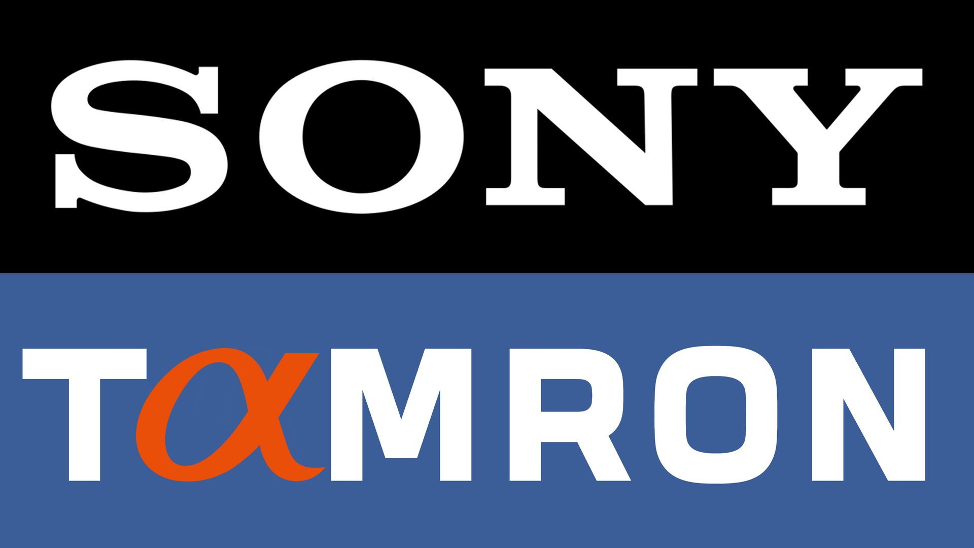 Sony logo above the Tamron logo (featuring the Sony &amp;quot;alpha&amp;quot; character)